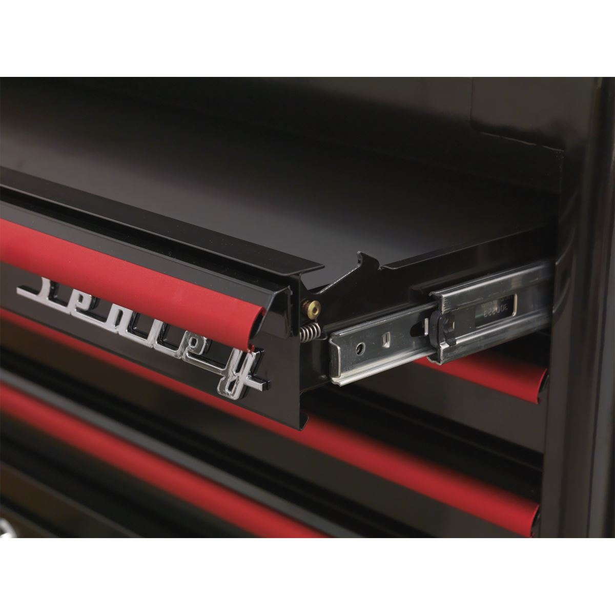 Sealey Topchest 4 Drawer Retro Style - Black with Red Anodised Drawer Pulls AP28104BR