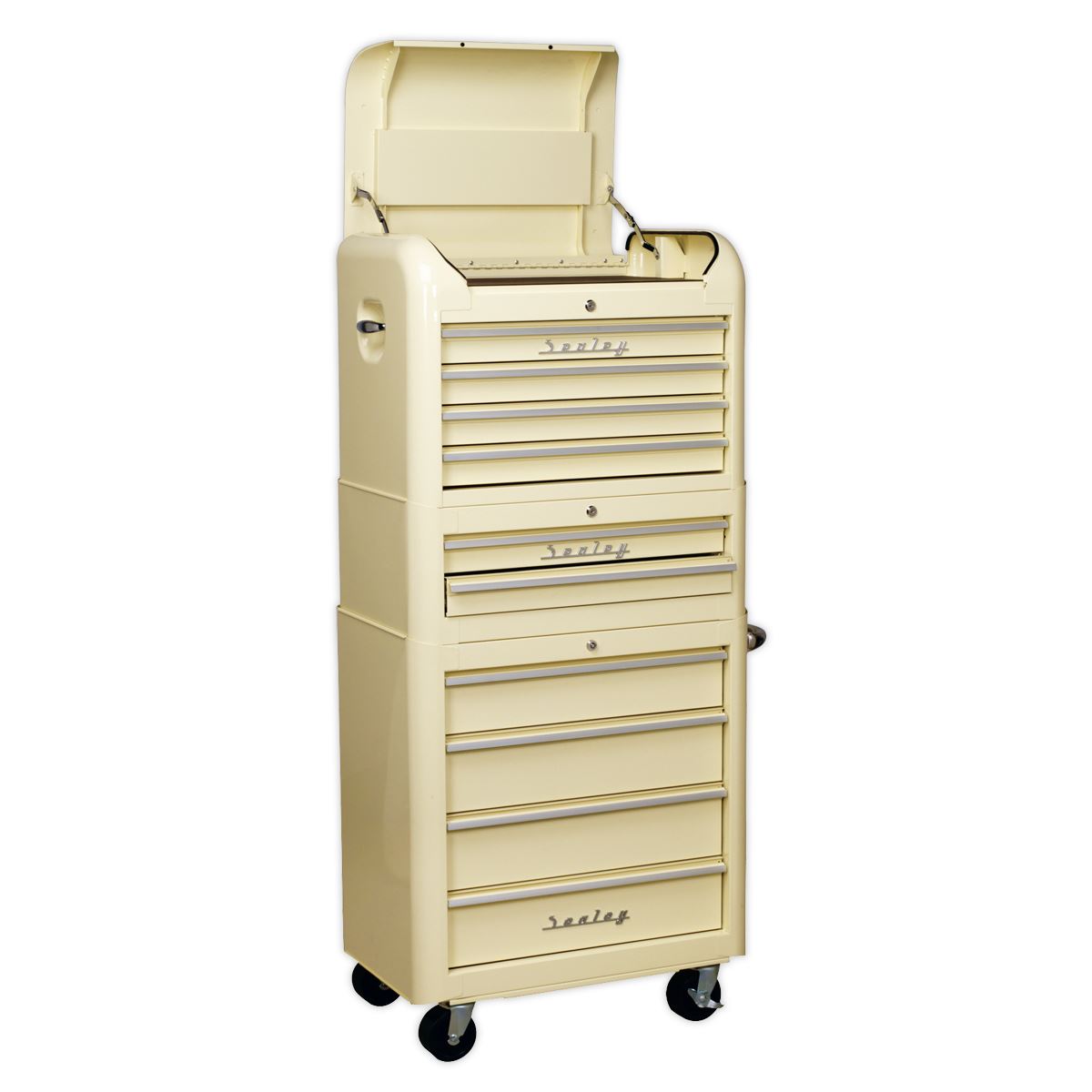 Sealey Retro Style Topchest, Mid-Box & Rollcab Combination 10 Drawer Cream AP28COMBO2