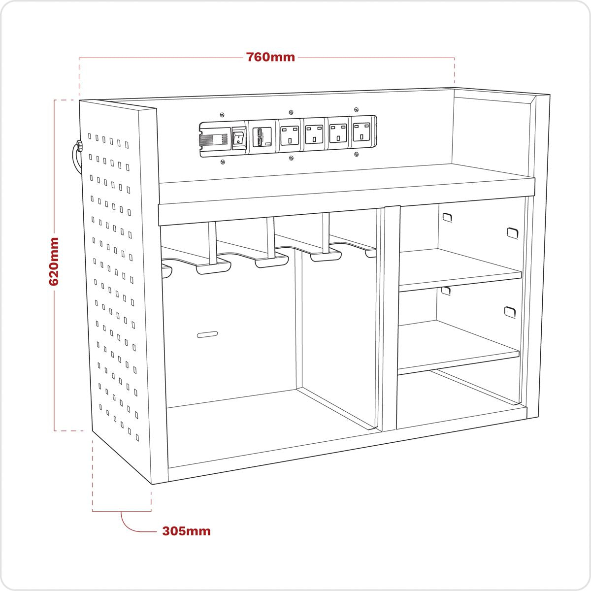 Sealey Power Tool Storage Rack with Power Strip AP30SRBE