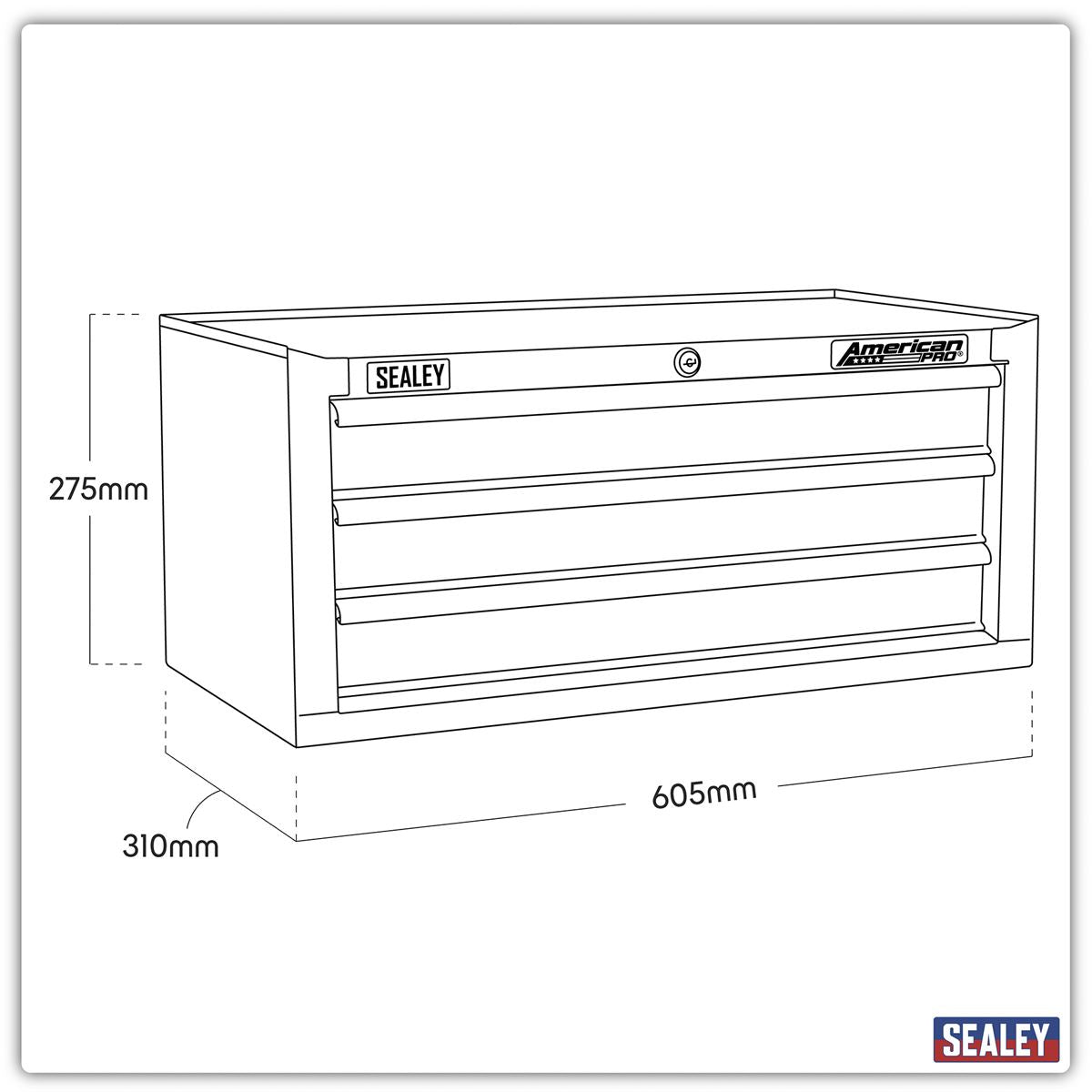 Sealey Mid-Box 3 Drawer with Ball-Bearing Slides - Black/Grey AP3503TB