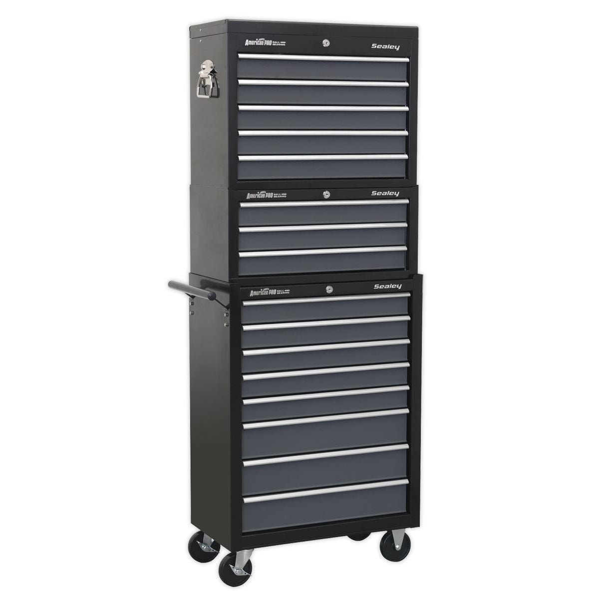 Sealey Tool Chest Combination 16 Drawer with Ball-Bearing Slides - Black/Grey AP35STACK