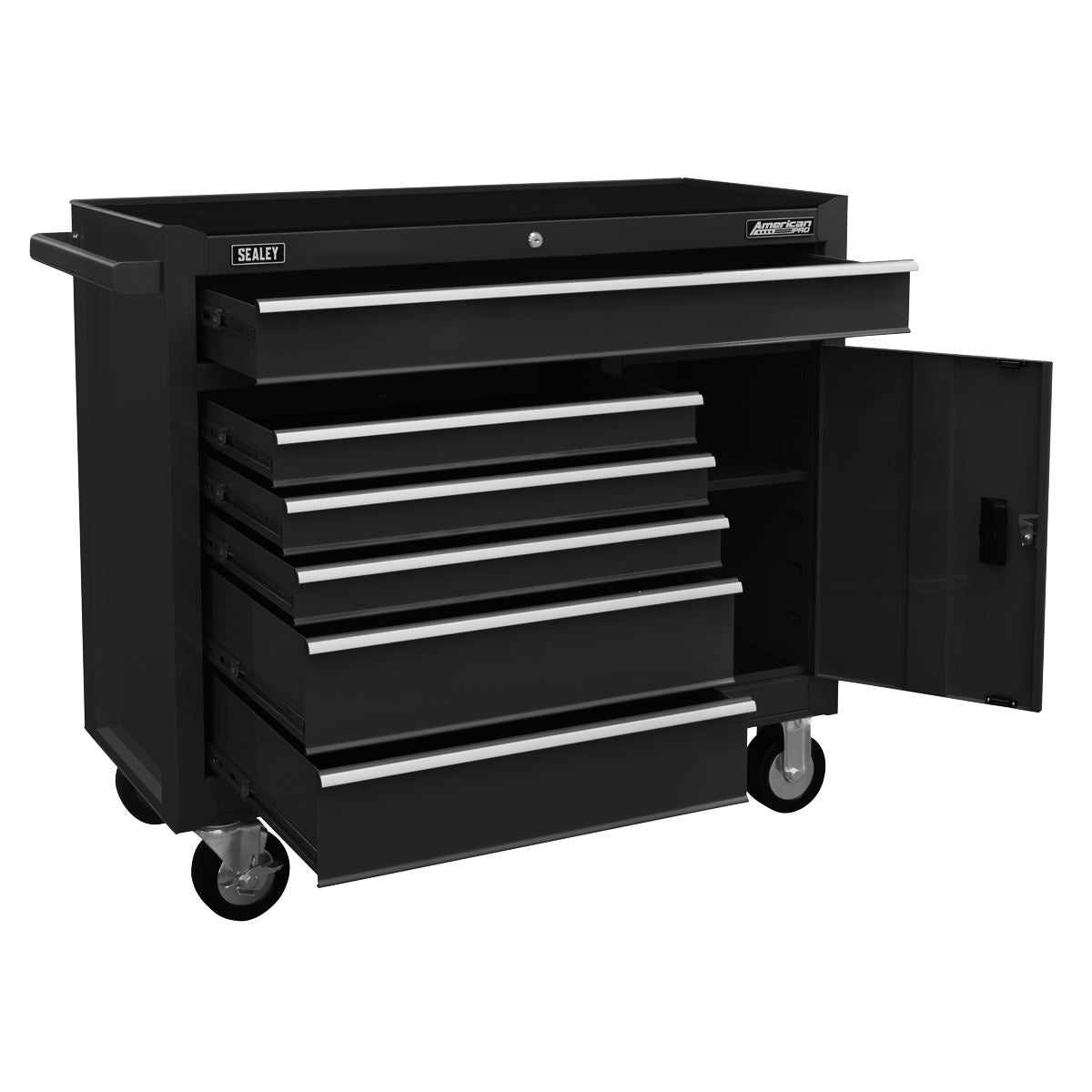 Sealey Black Rollcab 6 Drawer with Ball Bearing Slides Four Keys AP4106B