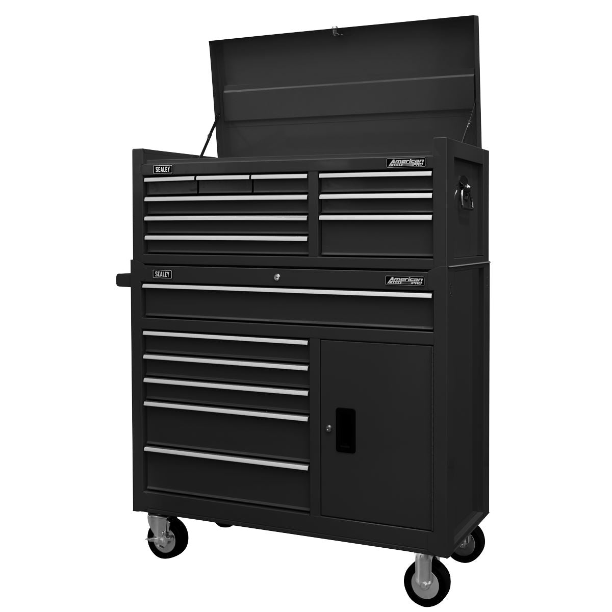 Sealey Black Toolbox Combination 15 Drawer With Ball Bearing Slides AP41STACKB