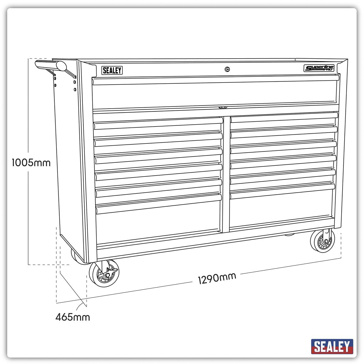 Sealey Rollcab 13 Drawer with Ball-Bearing Slides - Black AP5213TB