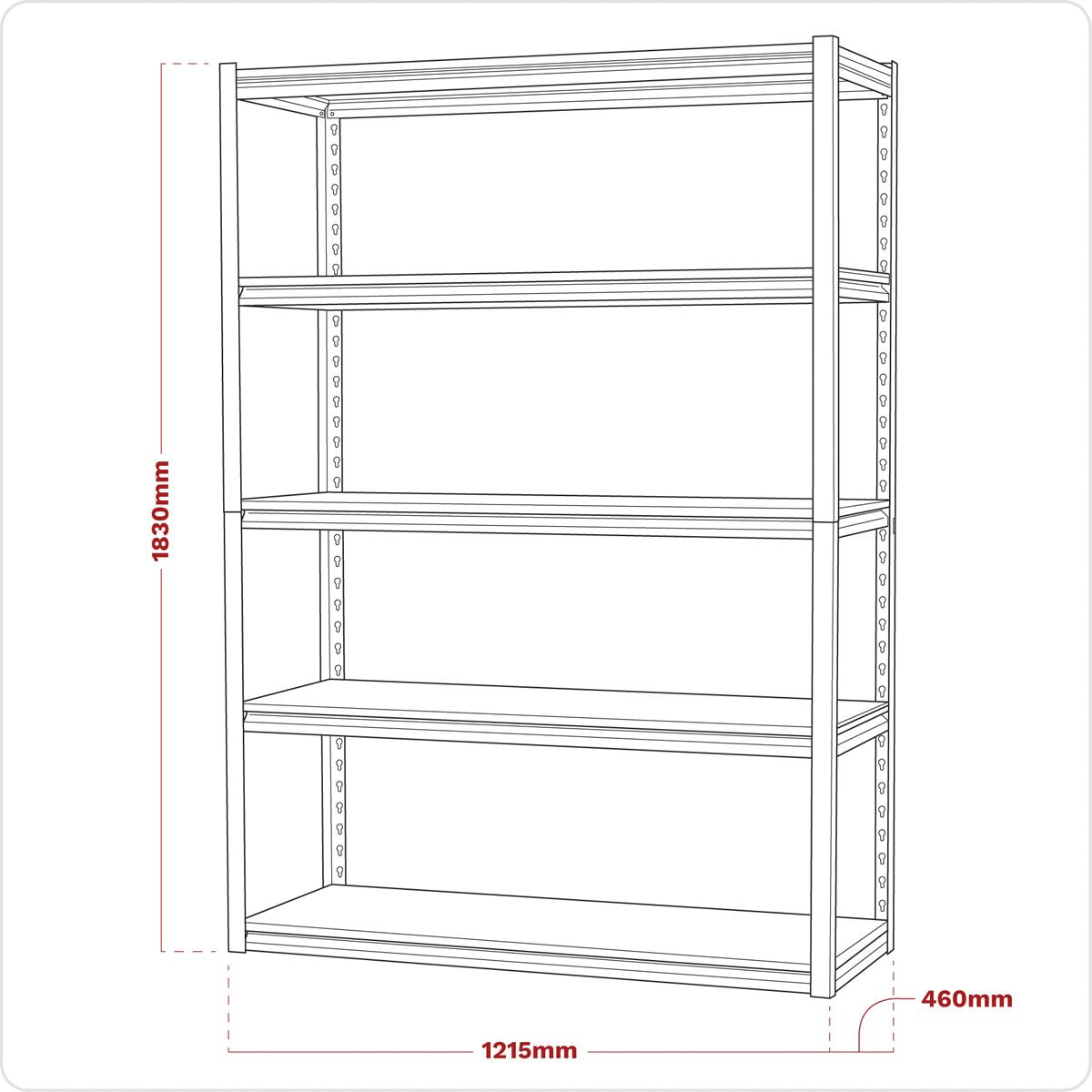 Sealey Racking Unit with 5 Shelves 600kg Capacity Per Level AP6548