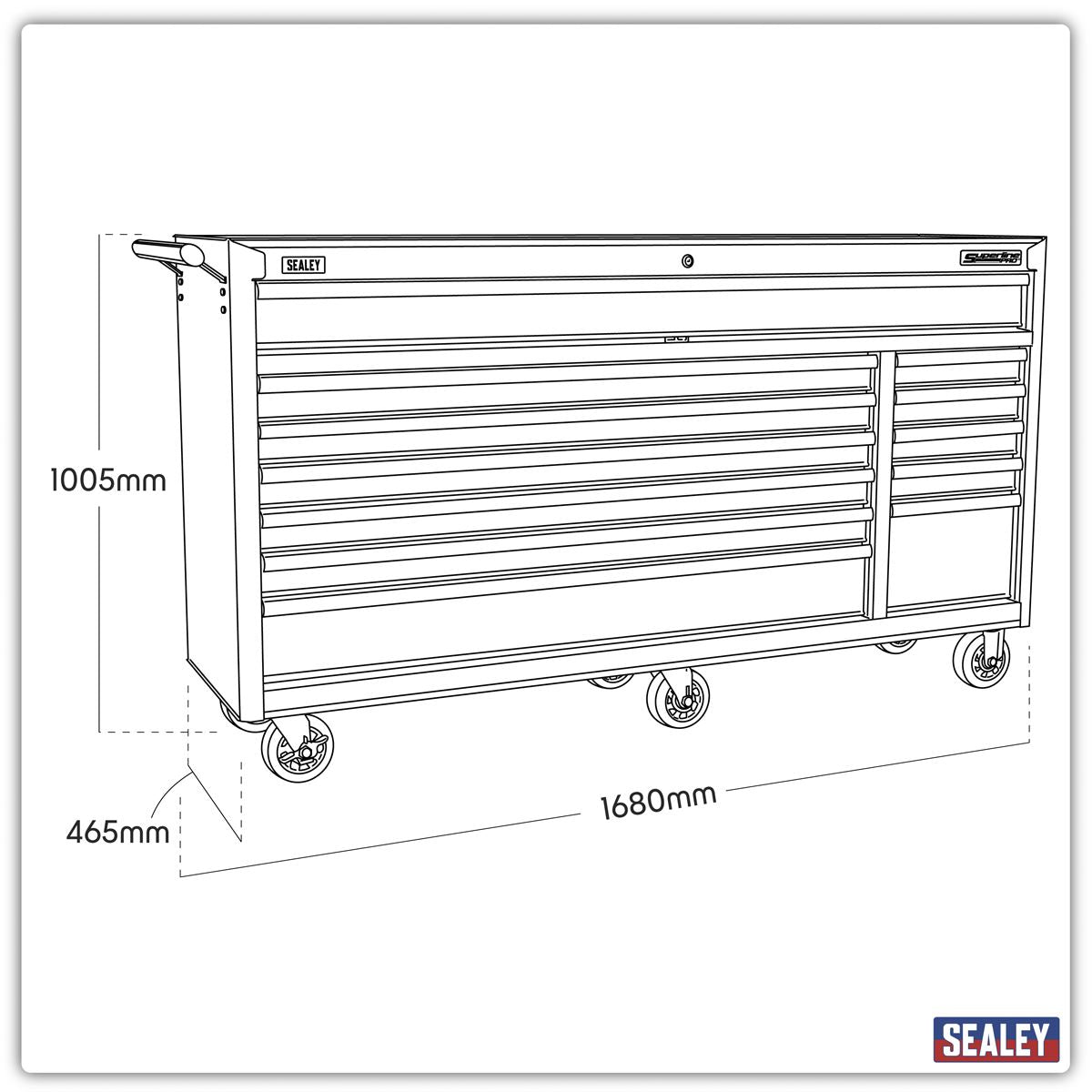 Sealey Rollcab 12 Drawer with Ball-Bearing Slides Heavy-Duty - Red AP6612