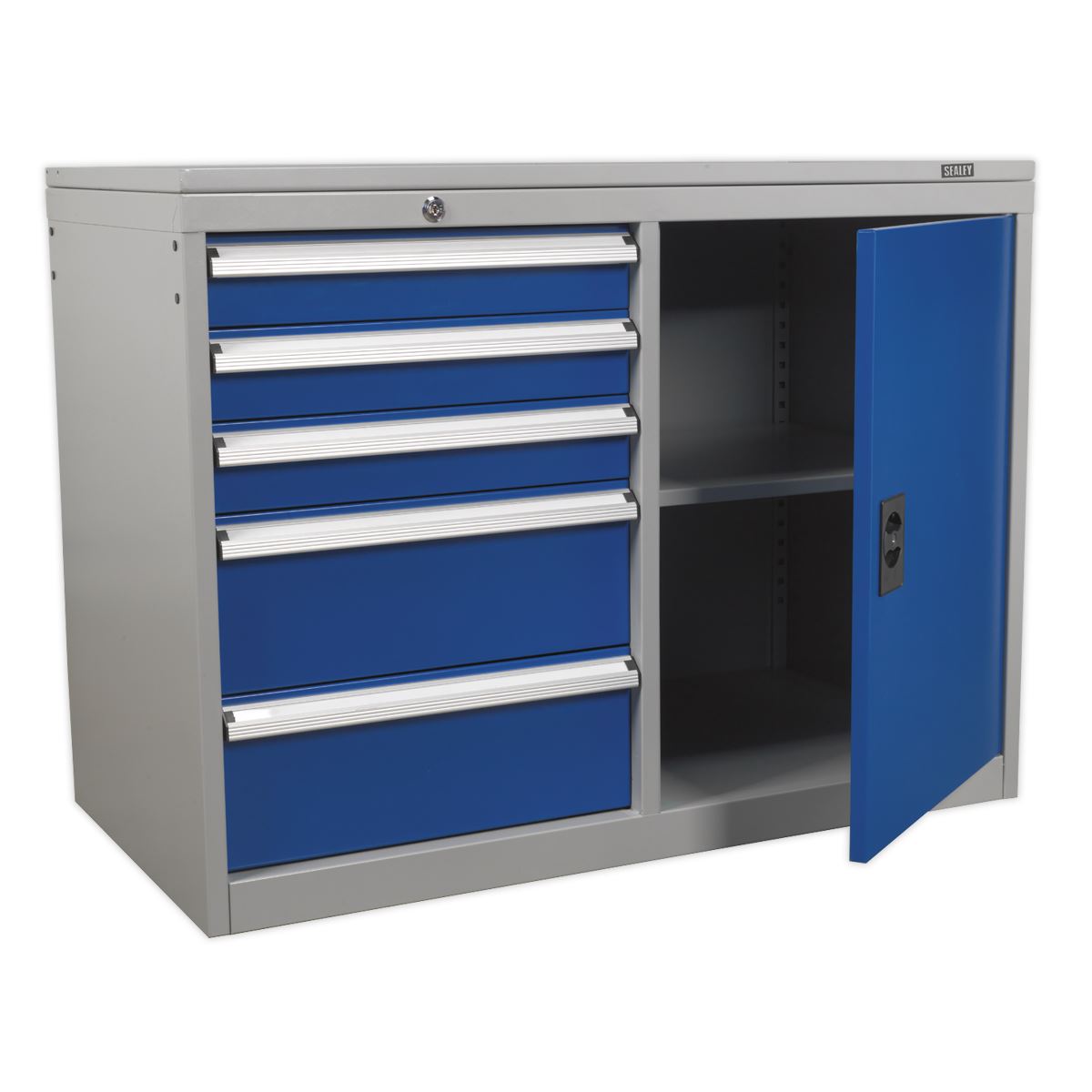 Sealey Industrial Cabinet/Workstation 5 Drawer & 1 Shelf Locker API1103B