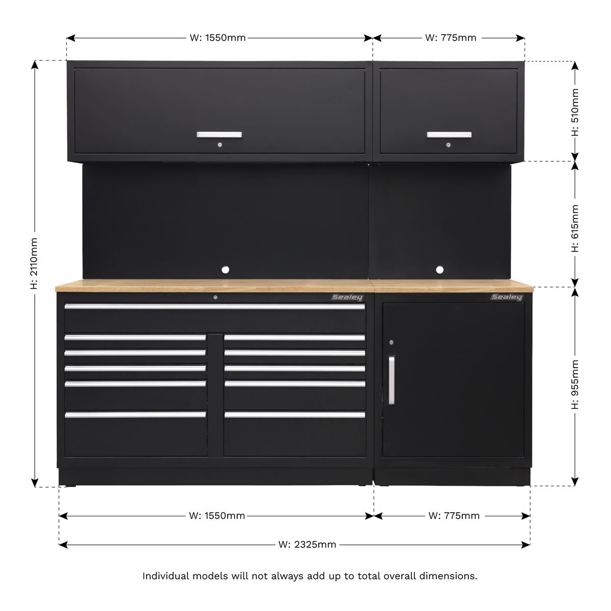 Sealey Premier 2.3m Storage System - Oak Worktop APMSCOMBO4W