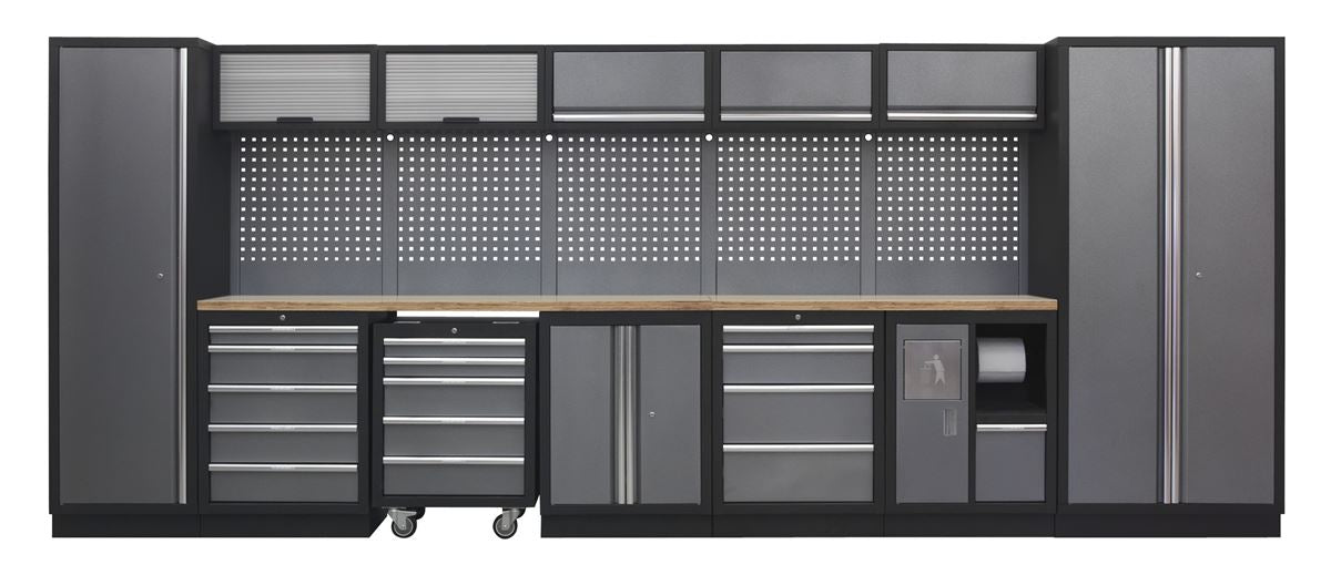 Sealey Superline PRO® 4.9m Storage System - Wood Worktop APMSSTACK01W
