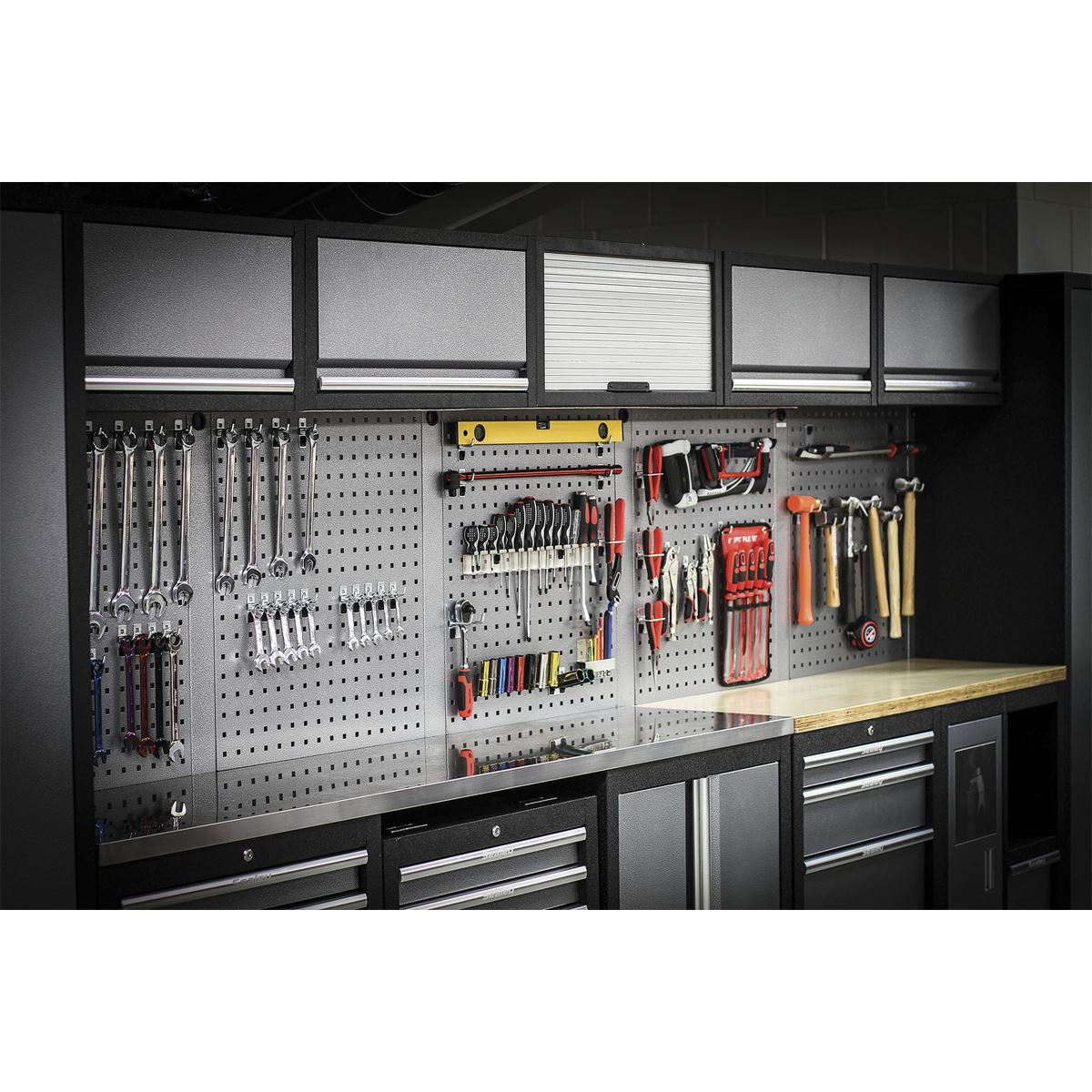 Sealey Superline PRO® 4.9m Storage System - Wood Worktop APMSSTACK01W
