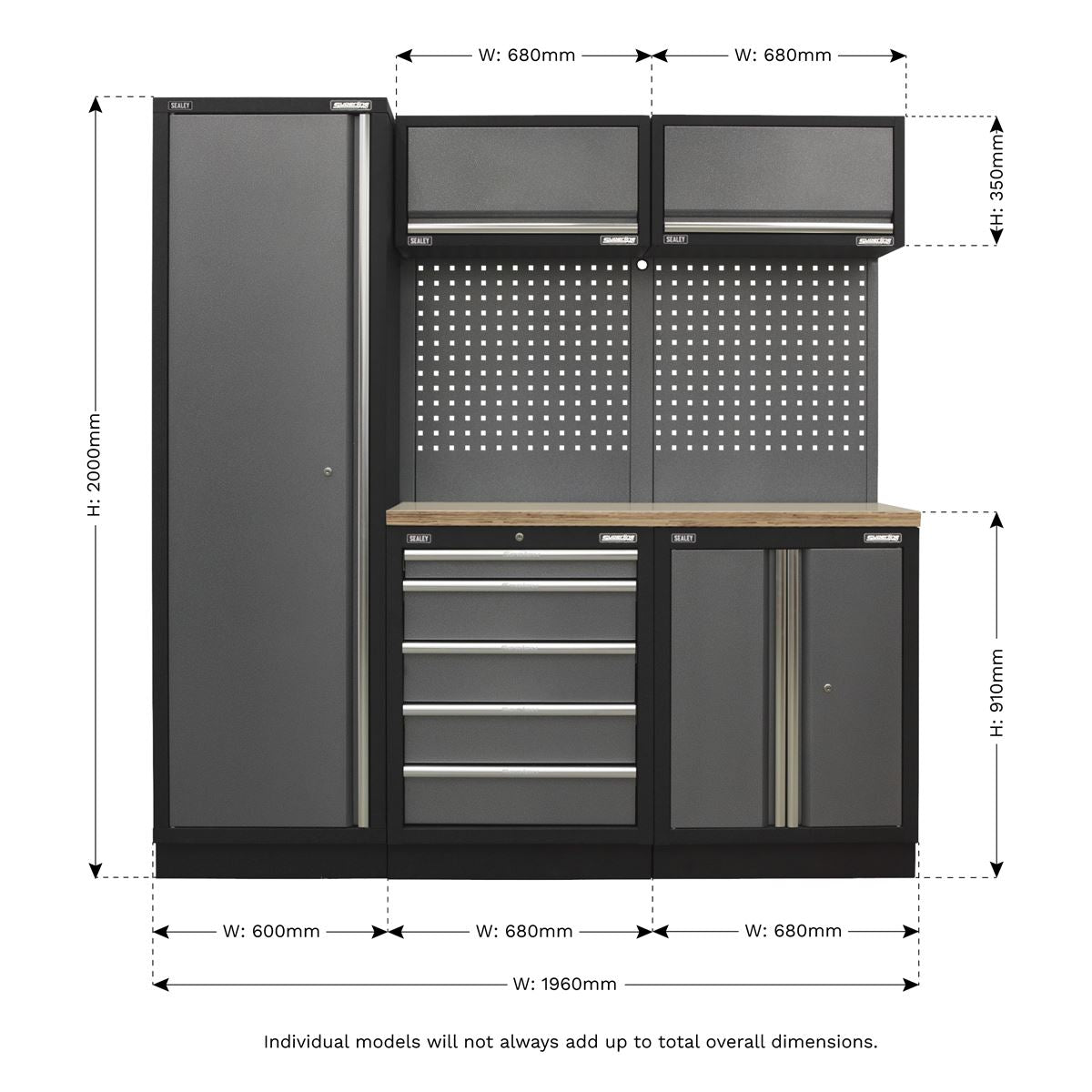 Sealey Superline PRO® Storage System - Wood Worktop APMSSTACK02W