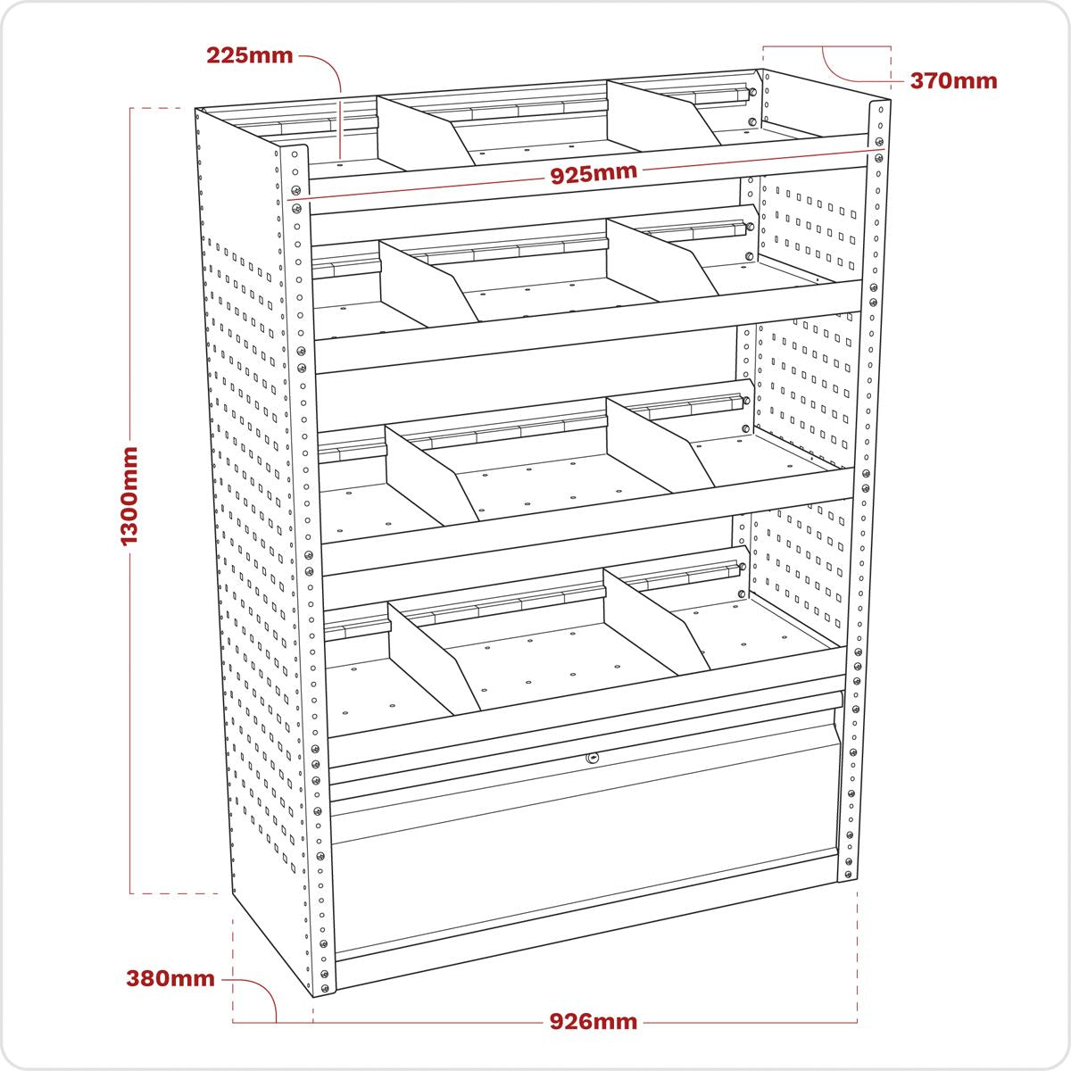 Sealey Modular Flat Shelf Van Storage System Steel Construction APMSVCOMBO1