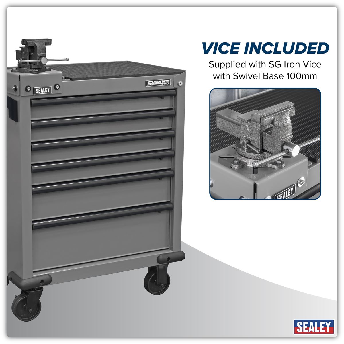 Sealey Superline PRO® Rollcab 6 Drawer with SG Swivel Base 100mm Vice APMWS2COMBO