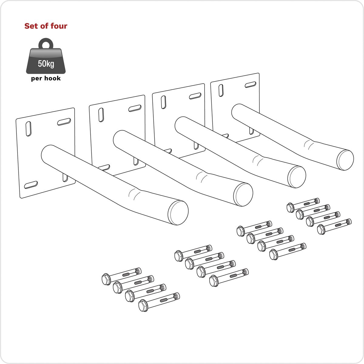 Sealey Wall Mountable Storage Hooks - Set of 4 APWH