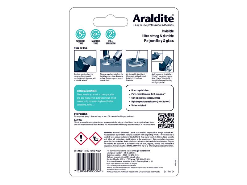 Araldite® Crystal Epoxy 2 x 15ml Tubes ARA400008