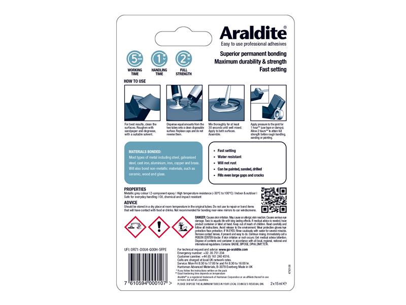 Araldite® Steel Epoxy 2 x 15ml Tubes ARA400010