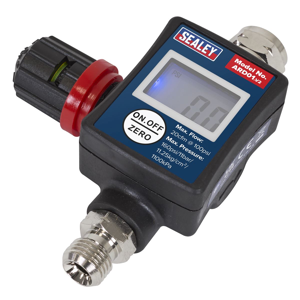 Sealey Spray Gun Digital Pressure Regulator Gauge psi bar kg/cm² or KPa - ARD01