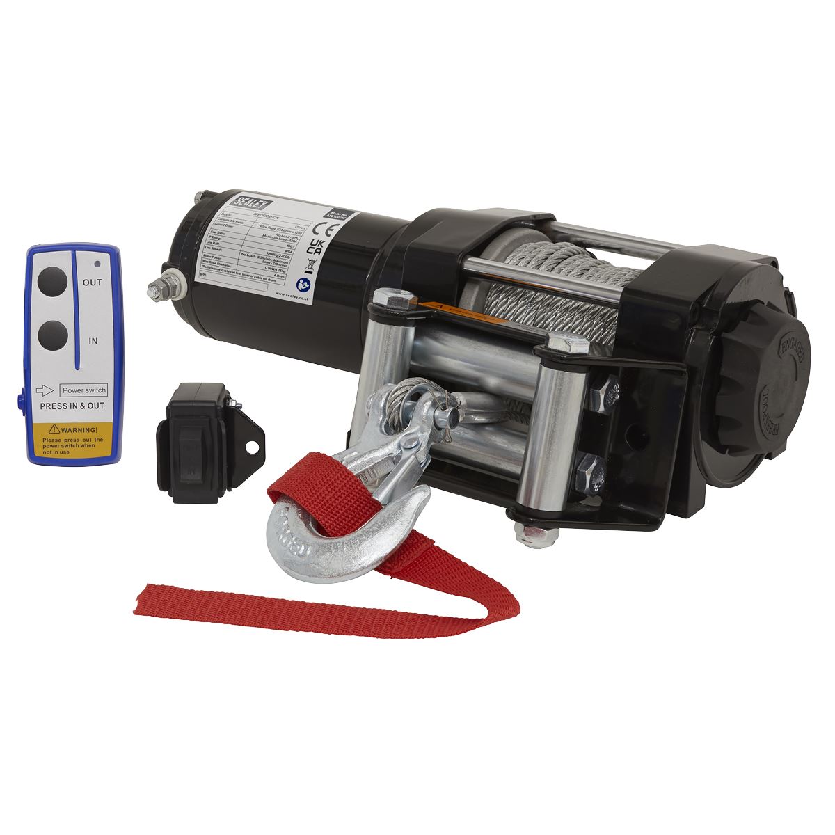 Sealey ATV Winch 1000kg Line Pull 12V ATV1000W