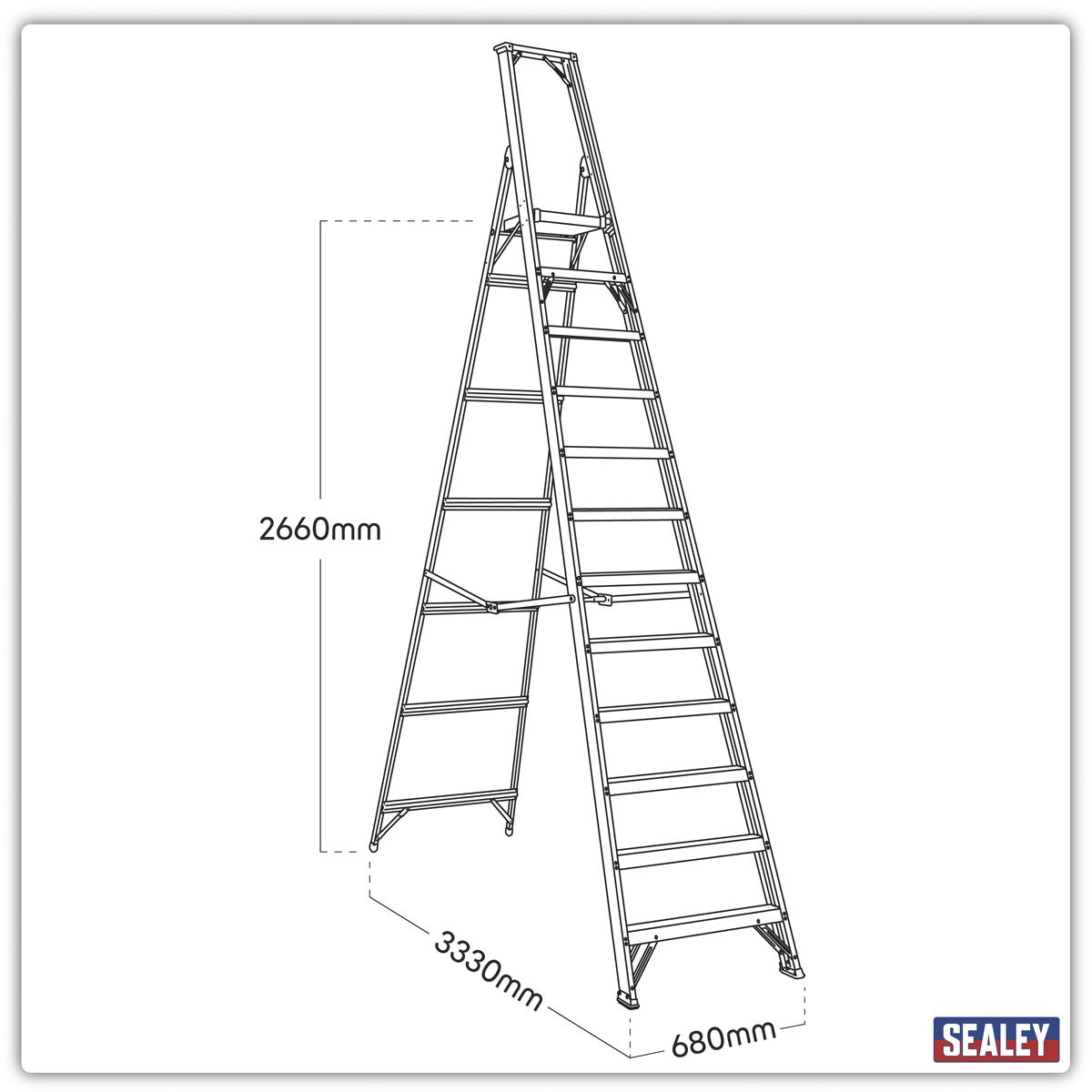 Sealey Aluminium Step Ladder 12-Tread Industrial BS 2037/1 AXL12