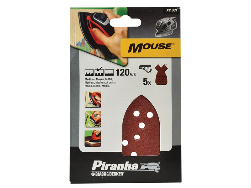 BLACK + DECKER X31009 Mouse Sanding Sheets 120g (Pack 5) B/DX31009