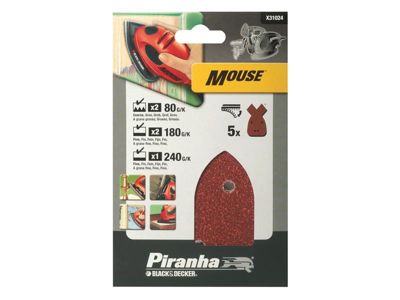 BLACK + DECKER X31024 Mouse Sanding Sheets Assorted (Pack 5) B/DX31024