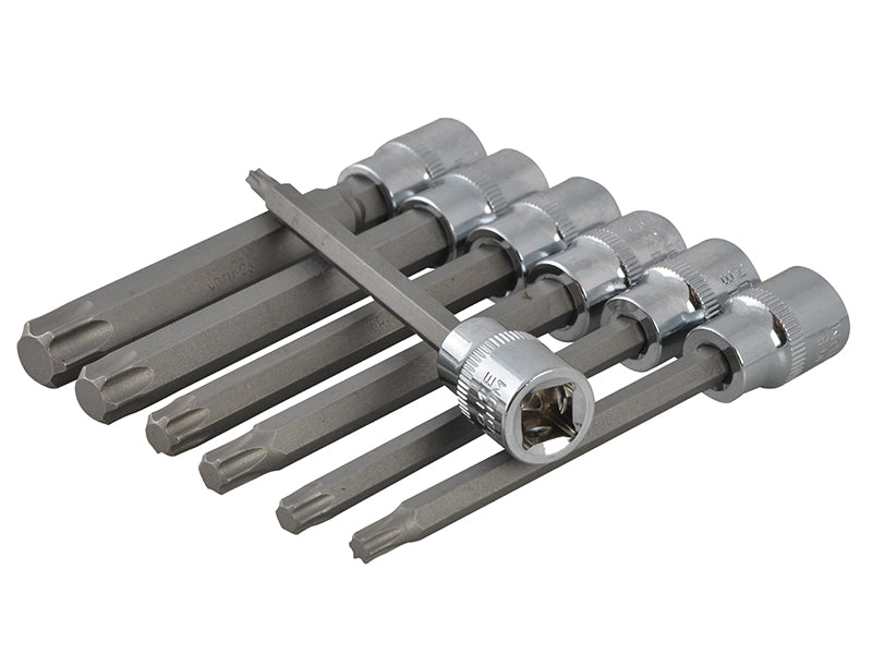 BlueSpot Tools 3/8in Drive Extra Long TORX Socket Bit Set, 7 Piece B/S01514