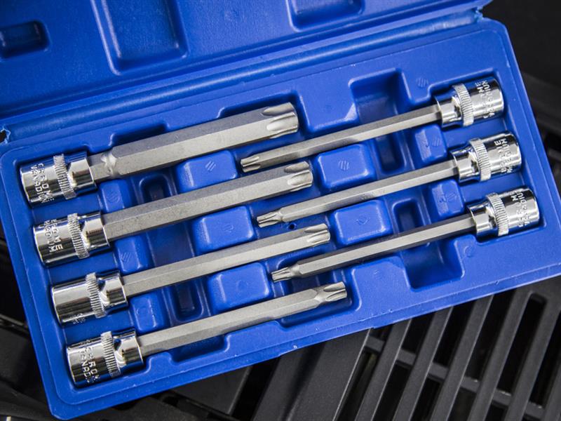 BlueSpot Tools 3/8in Drive Extra Long TORX Socket Bit Set, 7 Piece B/S01514