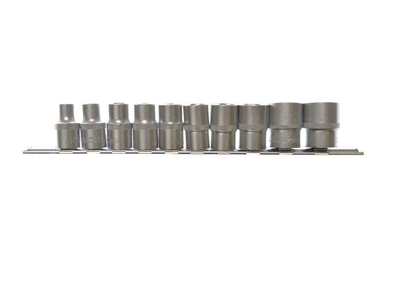 BlueSpot Metric 1/2in Drive Standard Socket Set 10 Piece Single Hex B/S01526