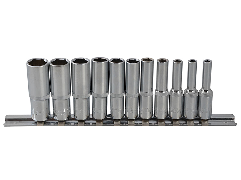 BlueSpot Metric 1/4in Drive Deep Socket Set 11 Piece Single Hex B/S01540