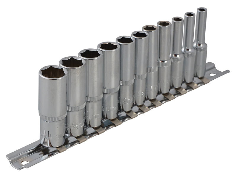 BlueSpot Metric 1/4in Drive Deep Socket Set 11 Piece Single Hex B/S01540