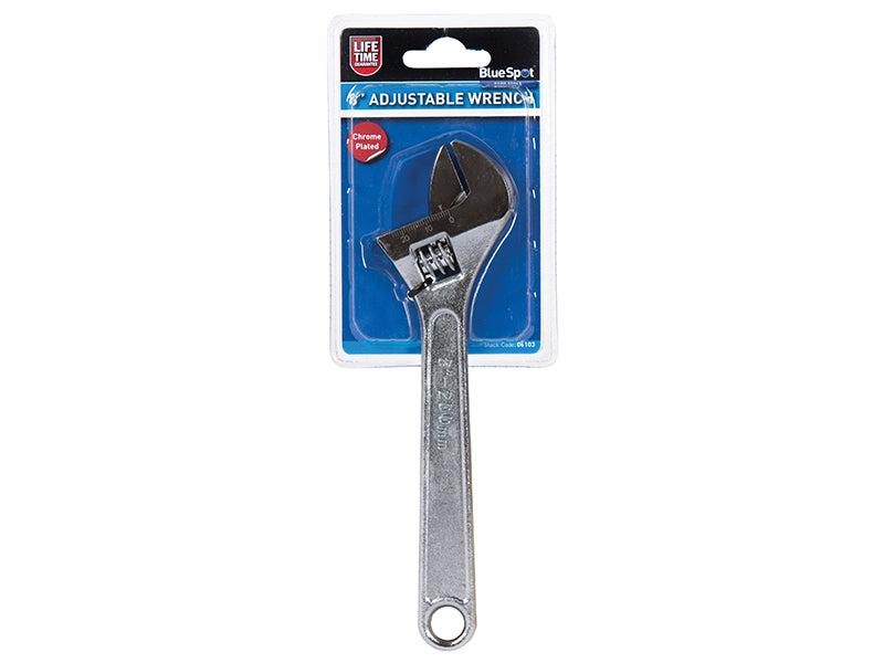 BlueSpot Tools Adjustable Wrench 200mm 8in Chrome Jaw Capacity 28mm B/S06103