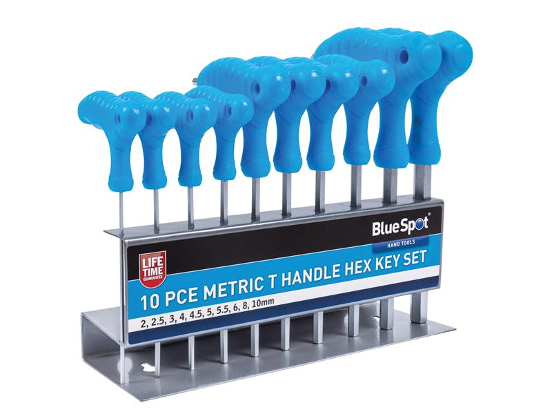 BlueSpot Tools Metric T-Handle Hex Key Set, 10 Piece B/S12185