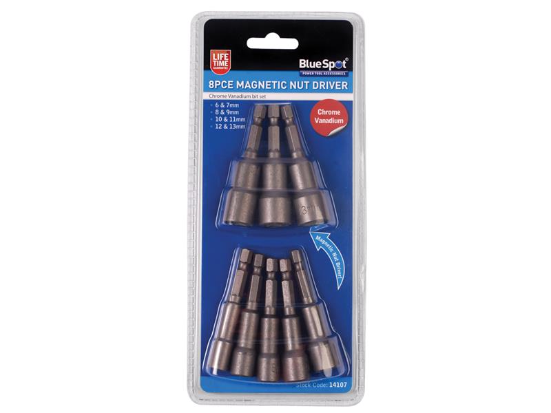 BlueSpot Tools Magnetic 1/4in Nut Driver Set, 8 Piece B/S14107