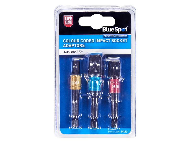 BlueSpot Tools Colour-Coded Impact Socket Adaptor Set, 3 Piece B/S14113