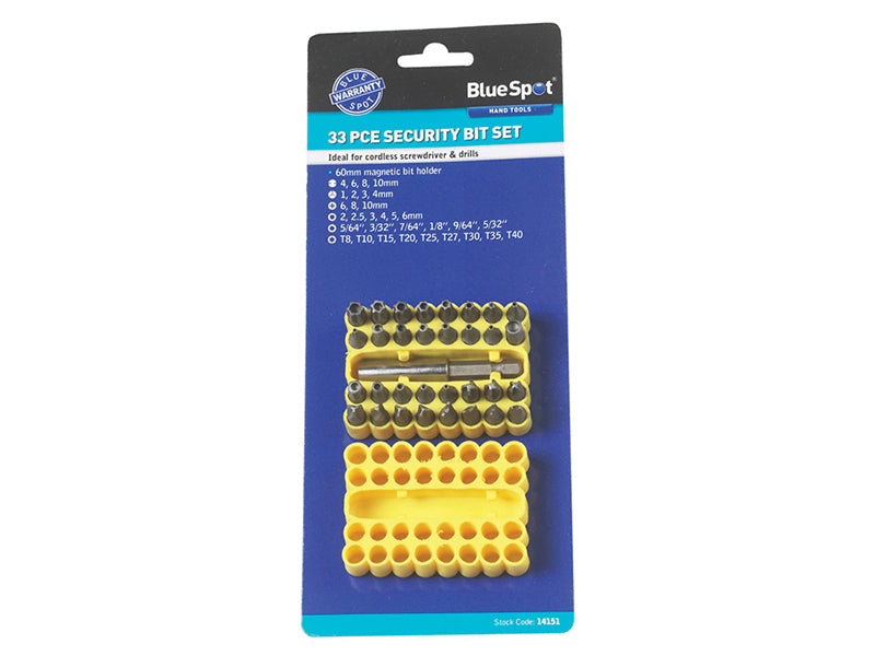 BlueSpot Tools Security Bit Set, 33 Piece B/S14151