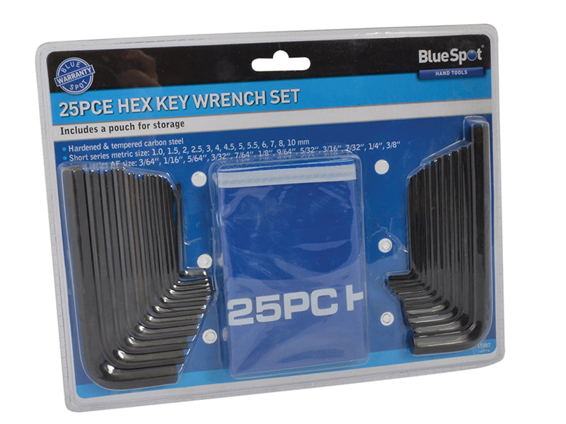 BlueSpot Tools Metric & Imperial Hexagon Key Pouch Set, 25 Piece B/S15307