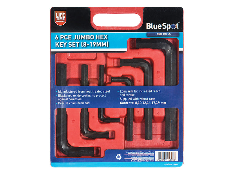 BlueSpot Tools Jumbo Hex Key Set, 6 Piece B/S15308