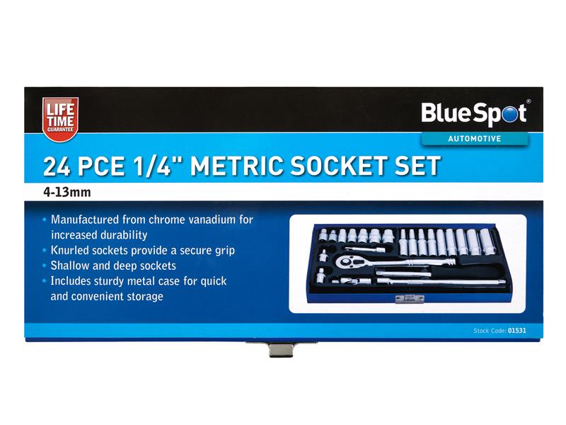 BlueSpot Tools 1/4in Metric Socket Set, 24 Piece B/S1531