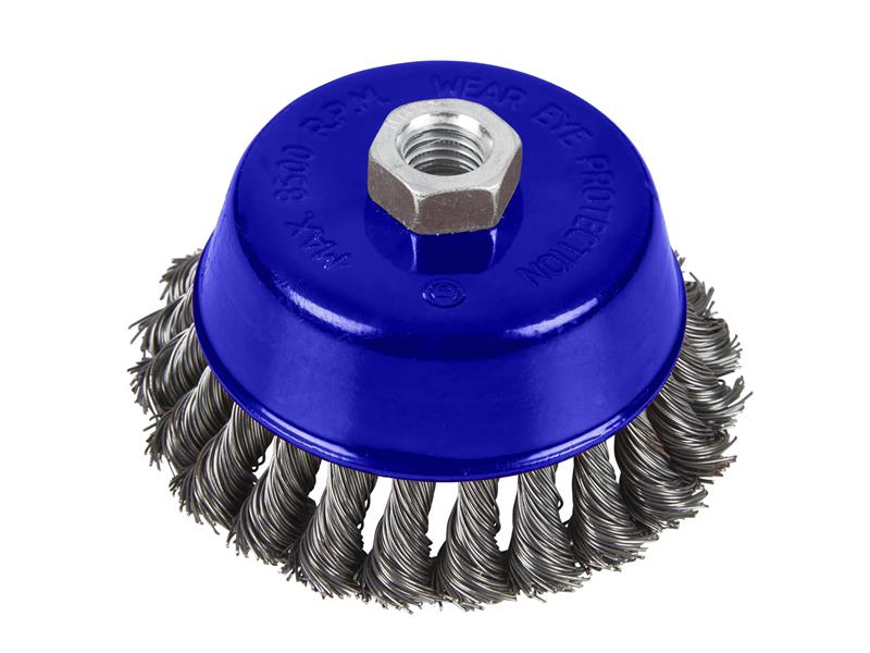 BlueSpot Twist Knot Cup Brush 100mm M14 X 2 Max Speed 8500 RPM B/S19216