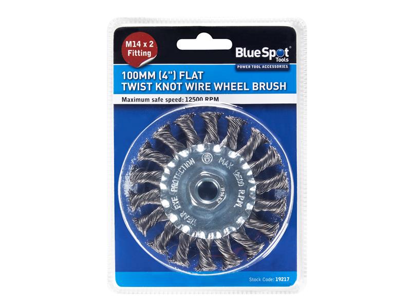 BlueSpot Tools Flat Twist Knot Wire Wheel 100mm M14 X 2 Fitting B/S19217