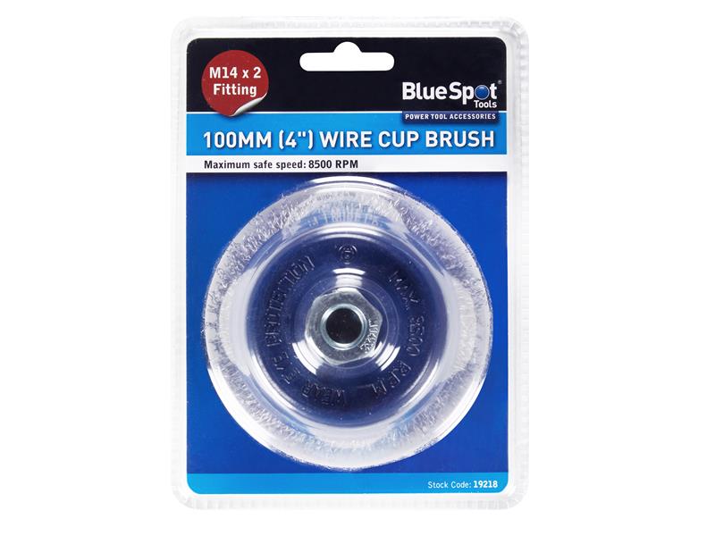 BlueSpot Steel Wire Cup Brush 100mm M14 X 2 Fitting B/S19218