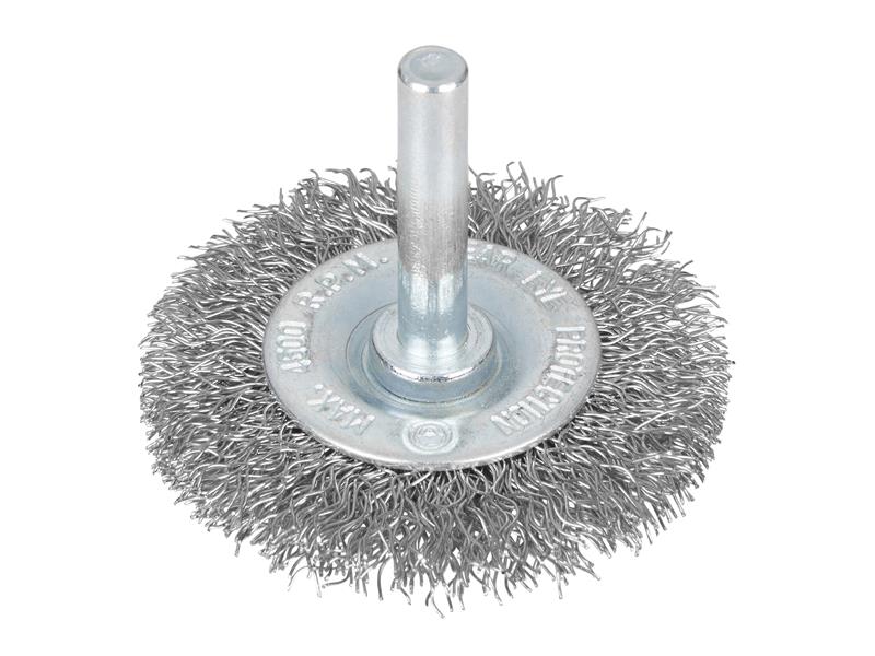 BlueSpot Flat Steel Wire Wheel Brush 50mm x 6mm Arbor 4,500 Max RPM B/S19221
