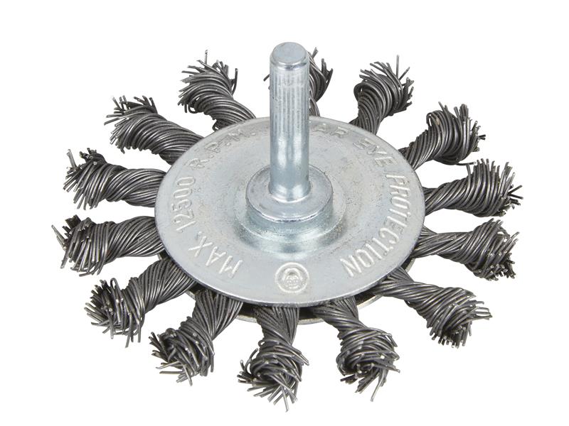BlueSpot Tools Flat Twist Knot Wire Wheel 75mm Arbor 6mm 1/4in B/S19223