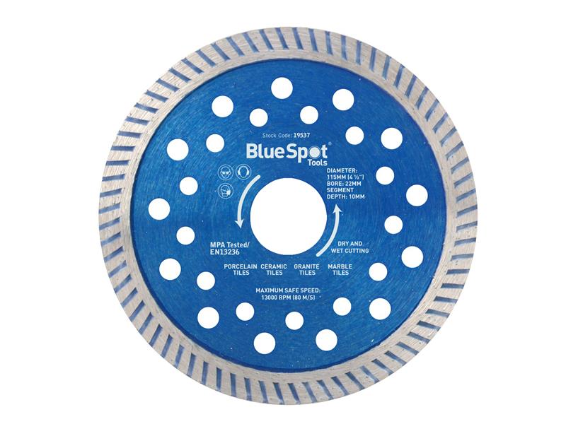BlueSpot Turbo Cutting Disc 115 x 22mm Cuts Through Most Materials B/S19537