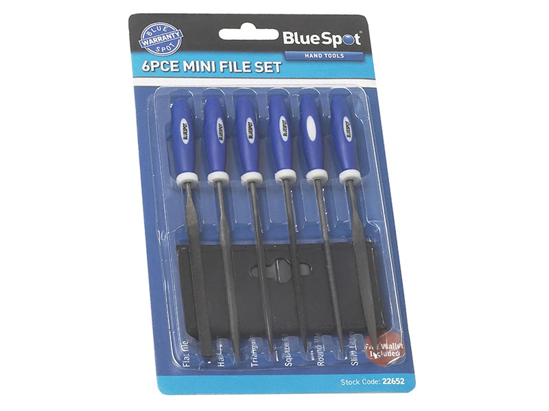 BlueSpot Tools Mini File Set with Pouch 6 Piece B/S22652