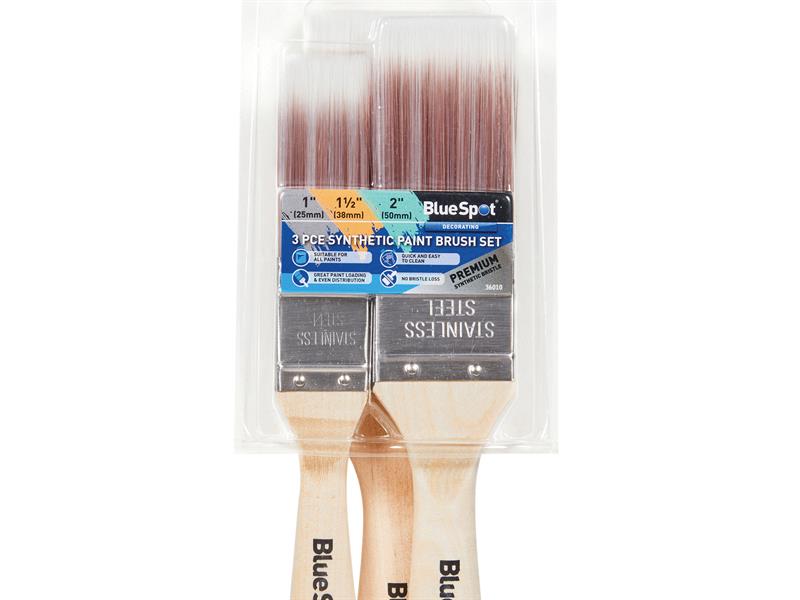 BlueSpot Tools Synthetic Paint Brush Set, 3 Piece B/S36010