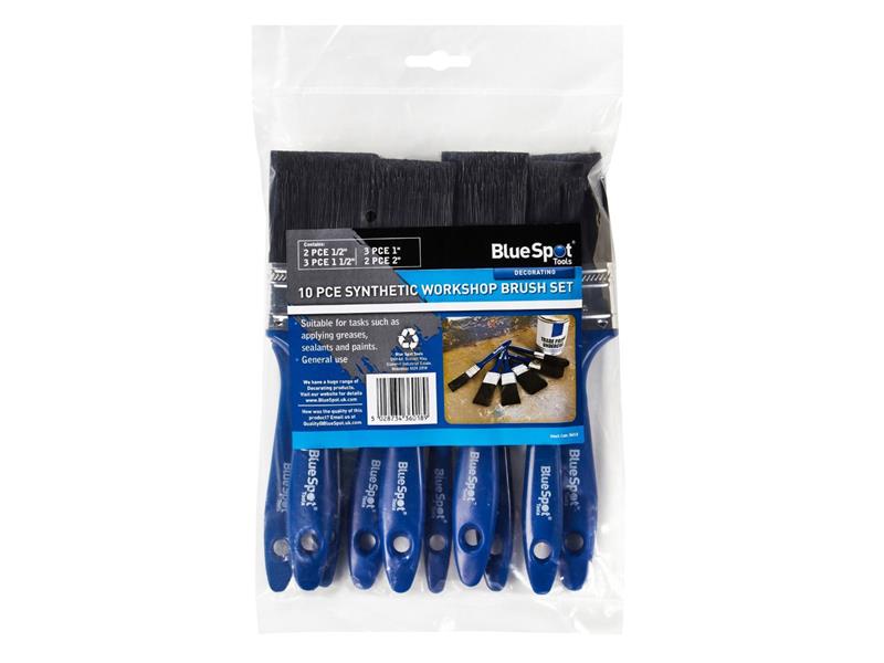 BlueSpot Synthetic Workshop Paint Brush Set 10 Piece B/S36018