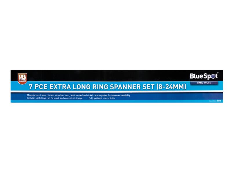 BlueSpot Tools Extra Long Ring Spanner Set, 7 Piece B/S4305