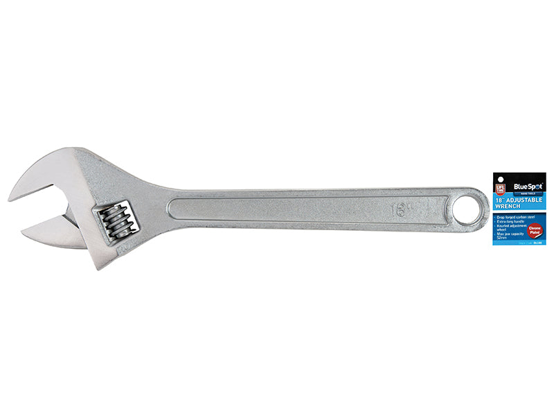 BlueSpot Tools Adjustable Wrench 450mm 18in Jaw Capacity 52mm Chrome B/S6108