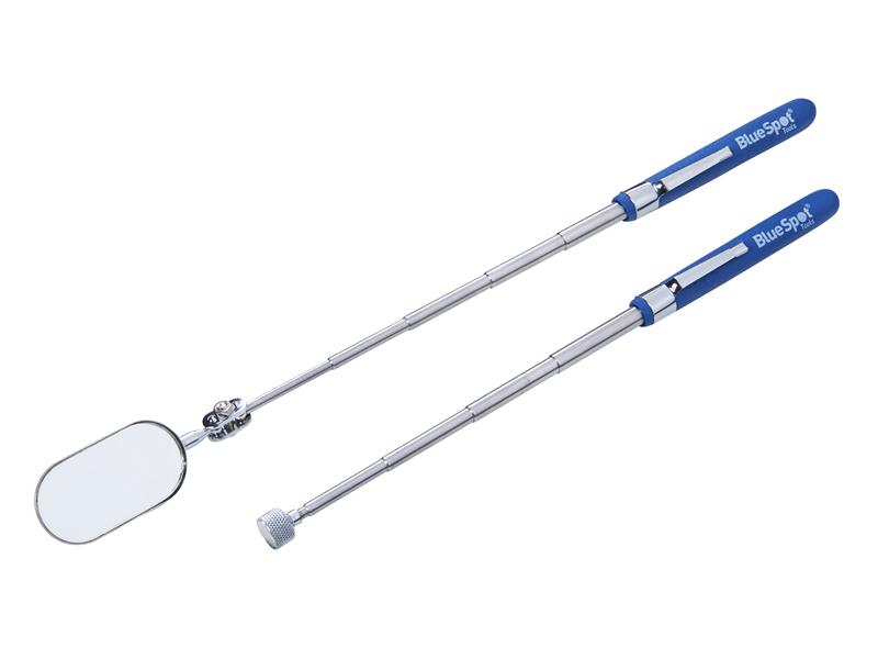 BlueSpot Inspection Mirror and Pickup Tool Set 2 Piece Lifts 1.3kg 3lb B/S7306